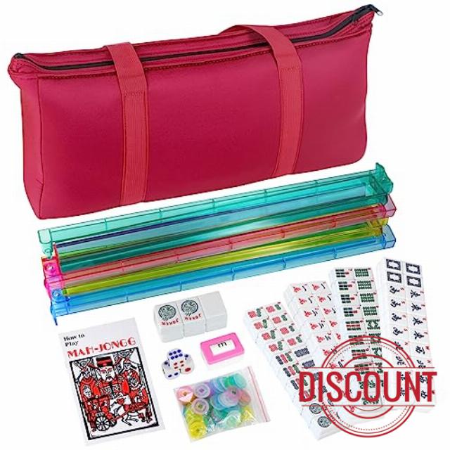 SacPero American Mahjong Game Set 166 Mahjong Tiles Set 4 All-in-One Rack/Pushers
