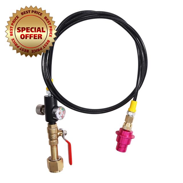 Soda Machine CO2 Cylinder Refill Adapter with Pressure Gauge