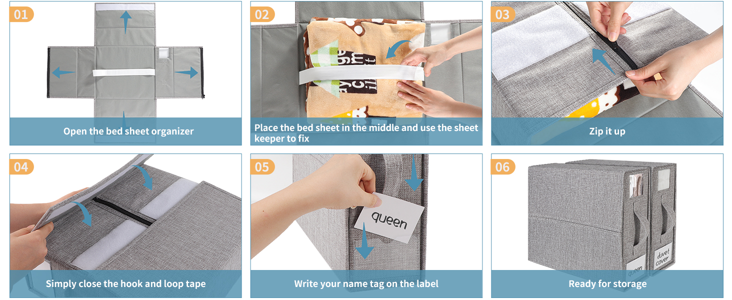 bed sheet organizers and storage