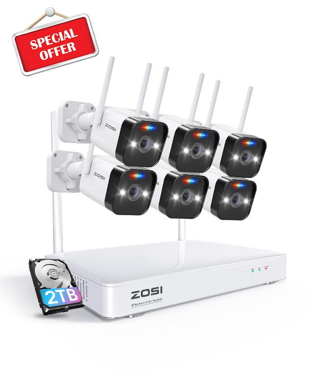 ZOSI 2K Spotlight Wireless Security Camera System with 2TB HDD