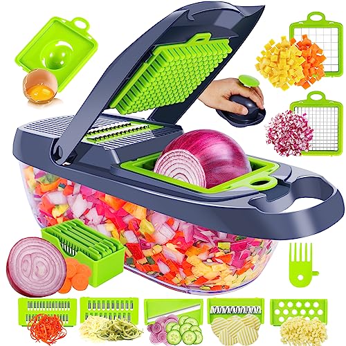 Multifunctional 12-IN-1 Kitchen Veggie Chopper Food Chopper with 8 Blades