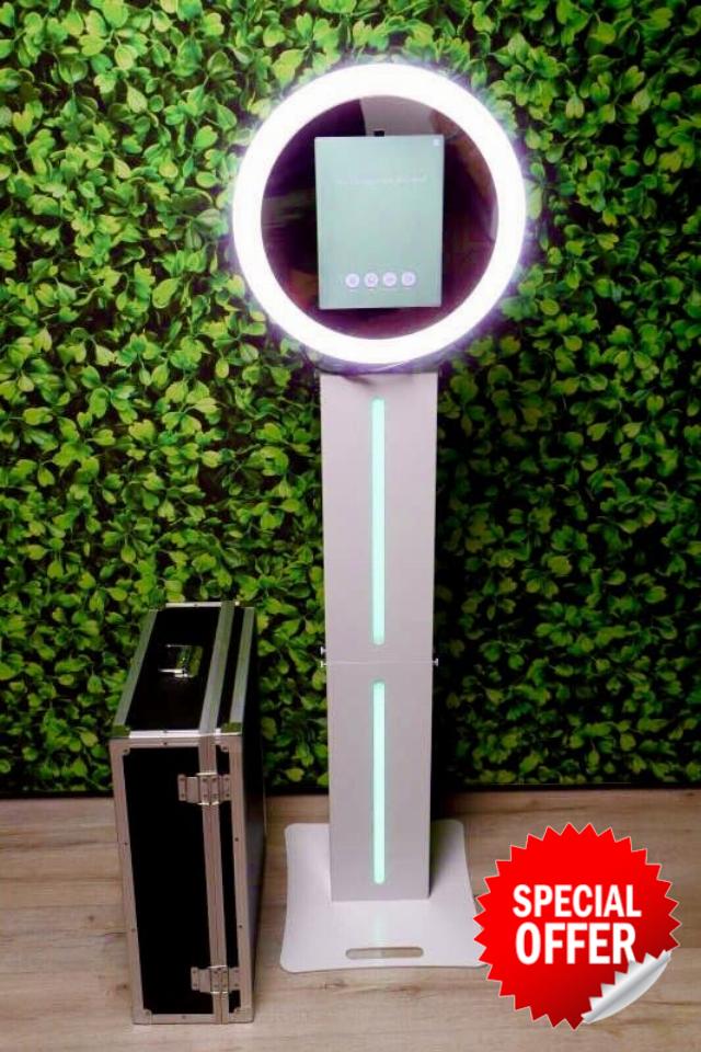 Portable Photo Booth for 12.9" iPad APP Control RGB Ring Light Music Sync Light Box Selfie Machine Detachable Photobooth Machine for Wedding Grad Party Prom Season Events