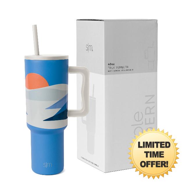 Simple Modern 40 oz Tumbler with Handle and Straw Lid | Insulated Cup Reusable Stainless Steel Water Bottle Travel Mug Cupholder Friendly | Gifts for Women Him Her | Trek Collection | Polar Sunrise