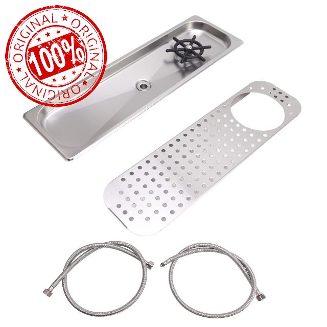 Pitcher Rinser Cup Washer Glass 304 Stainless Steel Cup Washing Cleaning Rinser High Pressure Washing With Drain Drip Tray Hose for Bar Coffee Shop(Stainless Steel Color B)
