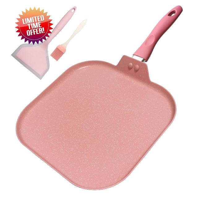 Paweiya Square Griddle Pan for Stove Top Nonstick