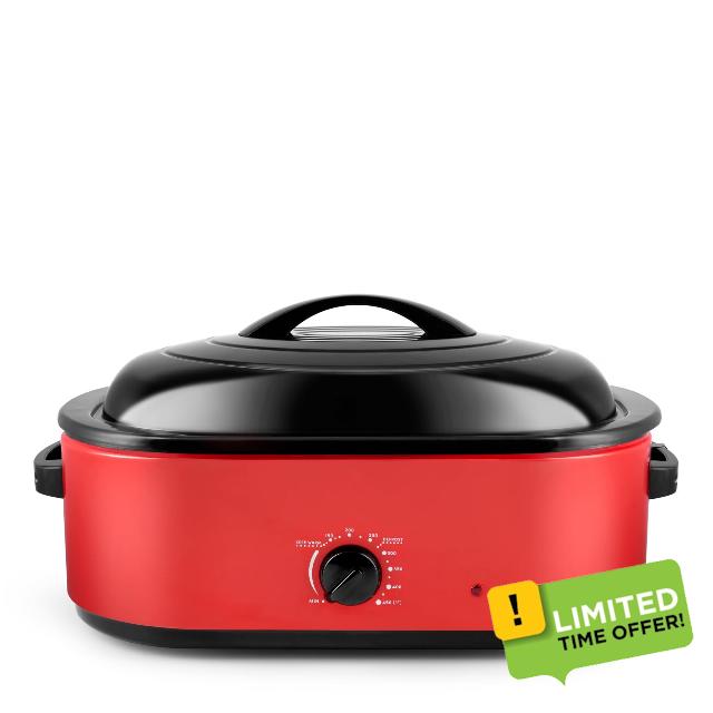 18Qt. Electric Roaster Oven with Metal Inner Rack (Color : Red)