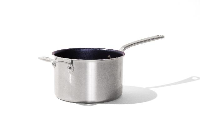 Made In Cookware - 4 Quart Non Stick Sauce Pan - Harbour Blue - 5 Ply Stainless Clad Nonstick Saucepan - Professional Cookware - Made in USA - Induction Compatible