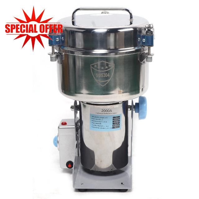 2000g 110 Volt Electric Grain Grinder 3200W High Speed Spice Herb Grinder Commercial Ultra Fine Grinder For Dried Herbs