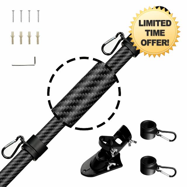 5FT Black Flag Pole with Holder-Carbon Fiber Heavy Duty American US Flagpole-Rustproof and Tangle Free Flag Pole for Outdoor-Wall Mounted Spinning Flagpole for Residential and Commercial