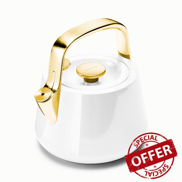 Caraway 2 Quart Whistling Tea Kettle - Durable Stainless Steel Tea Pot - Fast Boiling
