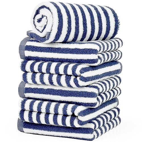 Breton Stripe Hand Towels Set of 6 Pack
