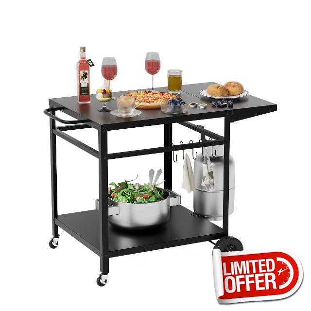DouxVibe Outdoor Grill Cart Table with Wheels