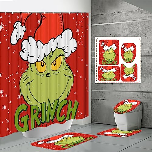 Christmas Shower Curtain Set with Bath Mats
