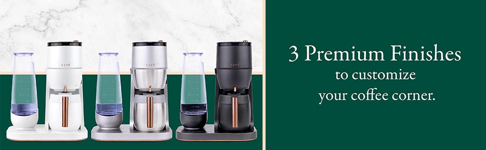 Cafe grind and brew available in 3 premium finishes