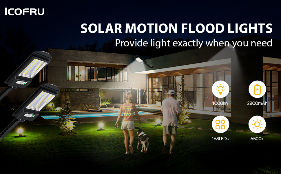 ICOFRU Solar outdoor lights waterproof with motion sensor