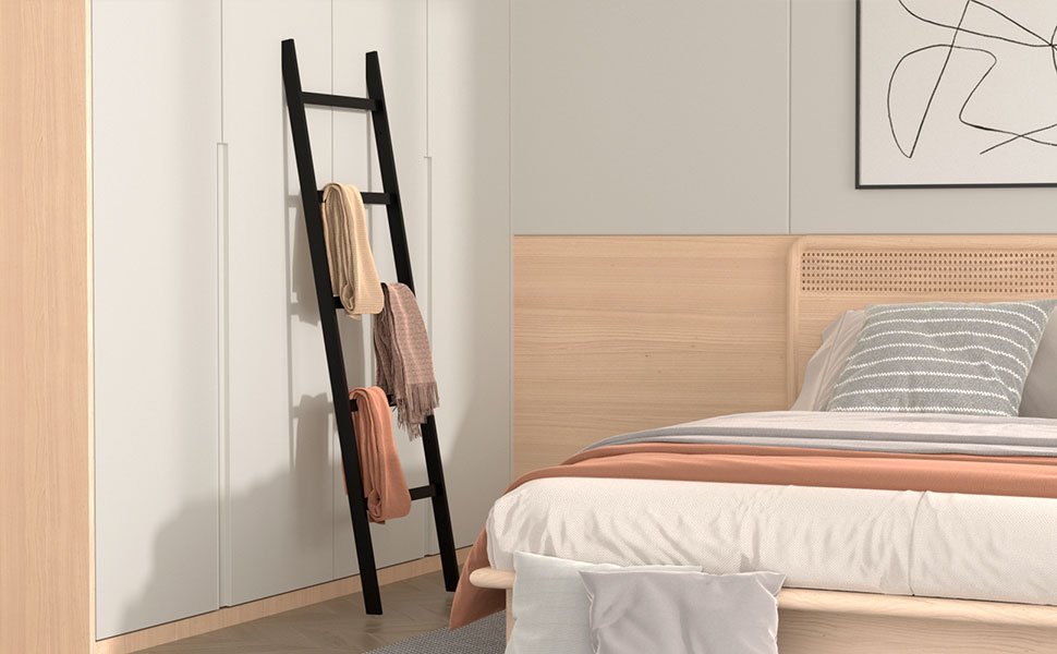 ladder shelf in bathroom