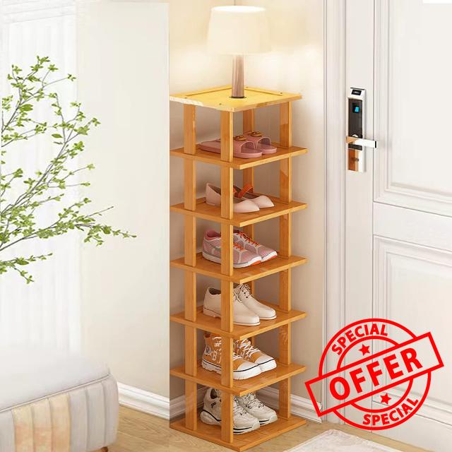 Bamboo Shoe Rack - Vertical Shoe Rack for Small Spaces