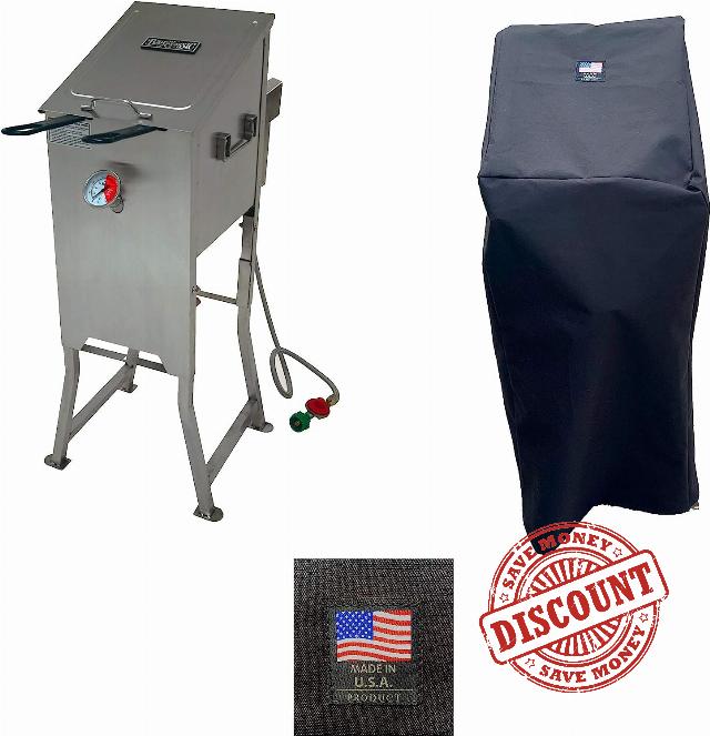 700-701 Canvas Cover Full Length Custom Made Compatible with Bayou Classic For 4 Gallon 2 Basket Deep Fryer WITHOUT SIDE CART Protection From the Elements Made in the USA