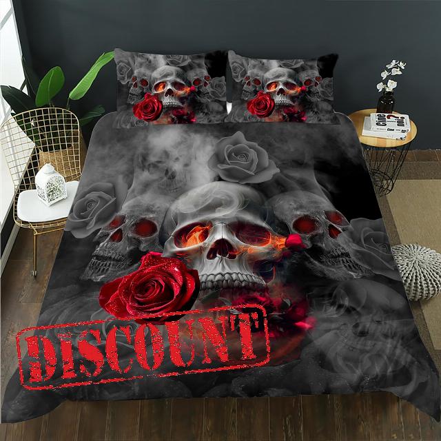 AILONEN Sugar Skull Duvet Cover Set Queen Size
