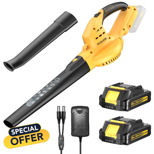 RUALION Leaf Blowers Battery Powered: 290CFM 132MPH Leaf Blower Cordless with Battery & Charger for Lawn Care | Patio | Garage
