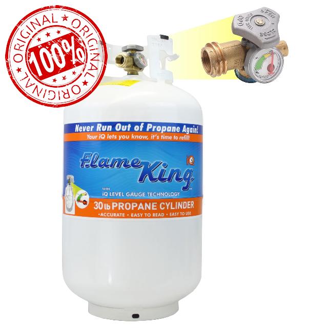Flame King YSN330 30lb Steel Propane Tank Cylinder with Gauge and OPD Valve for Grills and BBQs