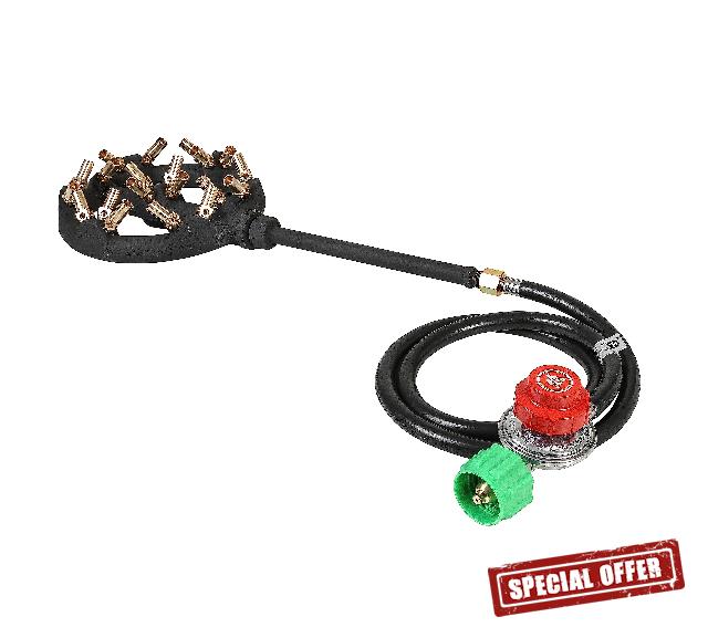 Concord Cast Iron Jet Burner Single Propane Outdoor Burner Head Assembly with Brass Flame Tips (Jet 20)