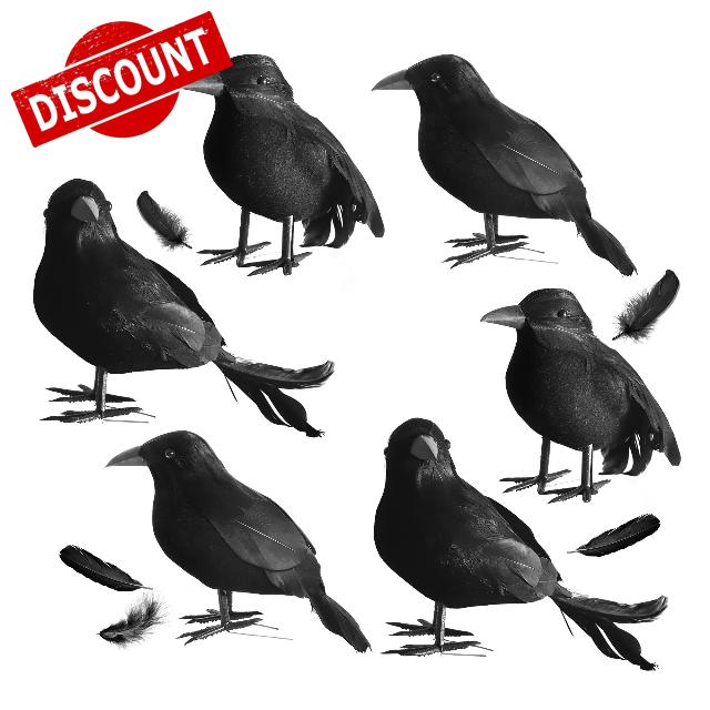 kemooie 6 Packs Real Feathered Halloween Black Crows