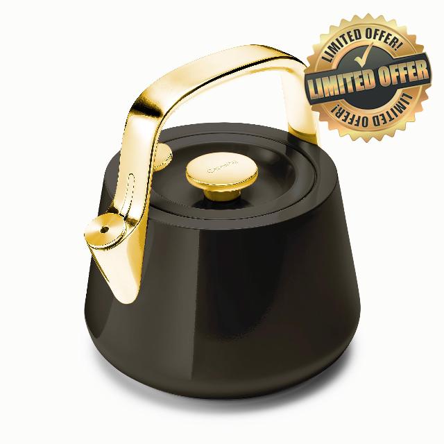 Caraway 2 Quart Whistling Tea Kettle - Durable Stainless Steel Tea Pot - Fast Boiling