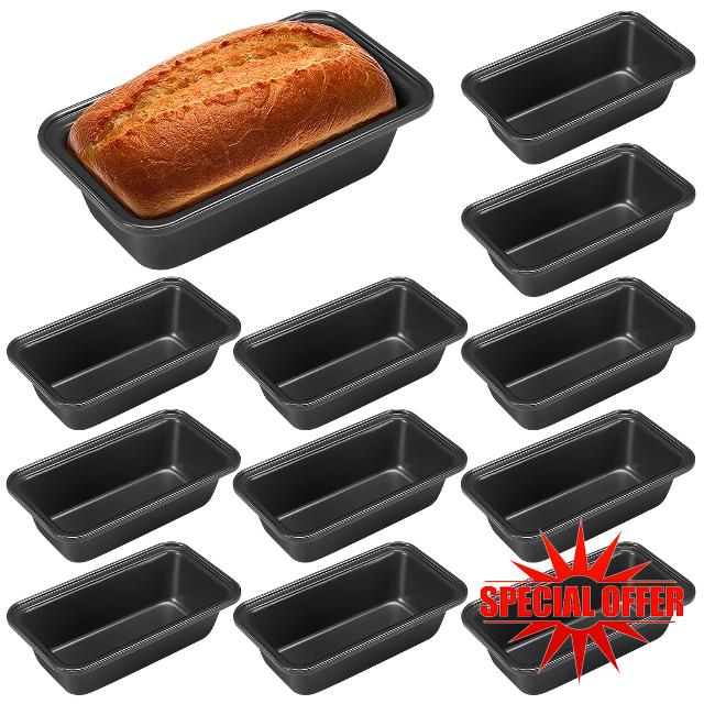 Uiifan 12 Pcs Mini Loaf Pan for Baking Bread 6 x 3.3 x 2 Inches Non Stick Small Banana Bread Tins Nonstick Carbon Steel Tiny Meatloaf Pan for Oven and Baking