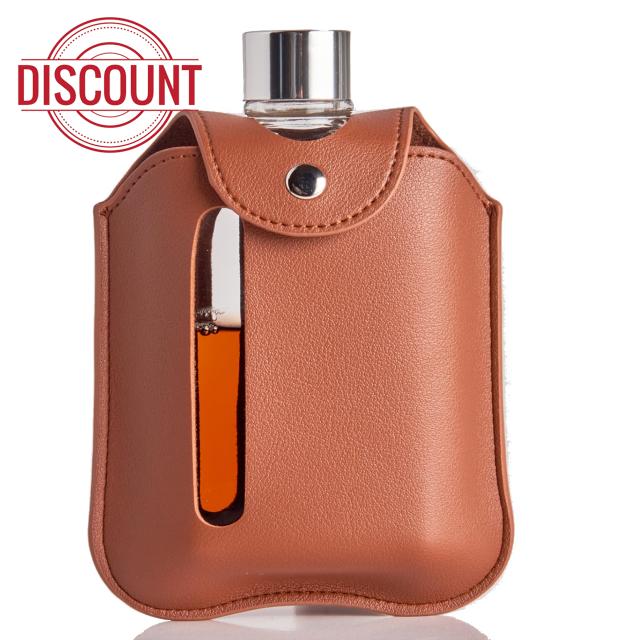 Modern Glass Hip Flask - Glass Flask Bottle with Caps for Liquor & Spirits