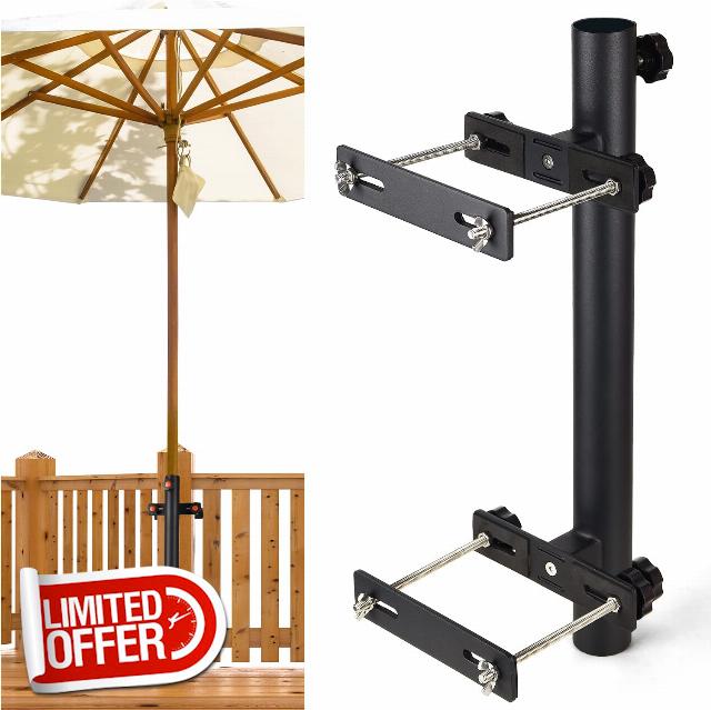 KT MART Deck Umbrella Mount - Clamp on Deck Rail or Fence