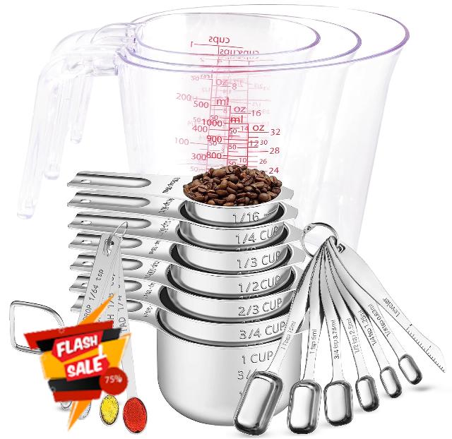 Recogwood 22 Pieces Measuring Cups and Spoons Set