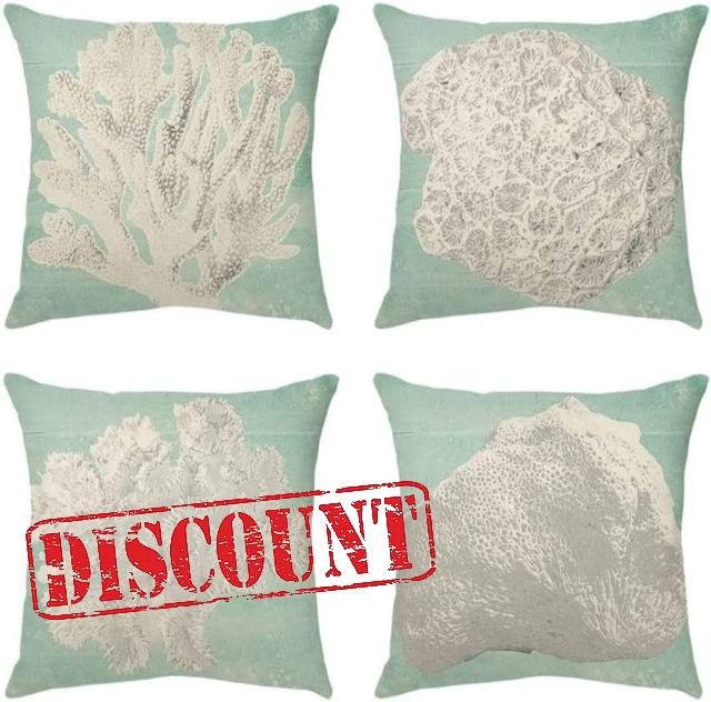 Waterproof Throw Pillow Covers 30x30Inch 4 Pack Square White Outdoor Pillows Linen Cushion Covers Double Sided Decorative Summer Fall Pillow Cases for Home Decor Pillows 75x75cm Coral P-3542