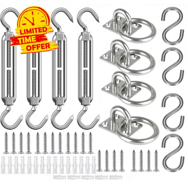 HFHungkeong Shade Sail Hardware Kit Suitable for Rectangle Outdoor Sun Shade Sail