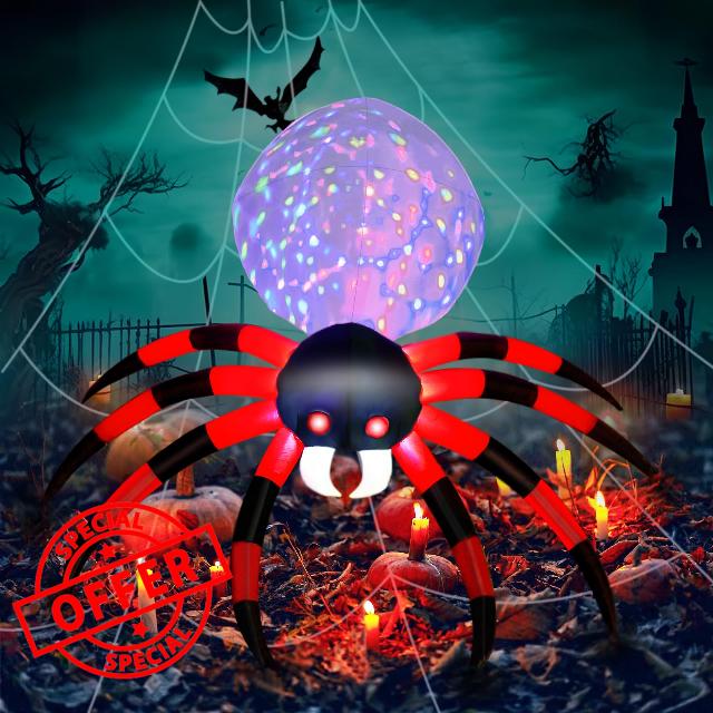MARYSUN Toyard Halloween Inflatable Spider Outdoor Decorations with LED Rotating Lights Creepy 7.87FT Giant for Holiday Decoration Patio Garden Lawn Yard Prop