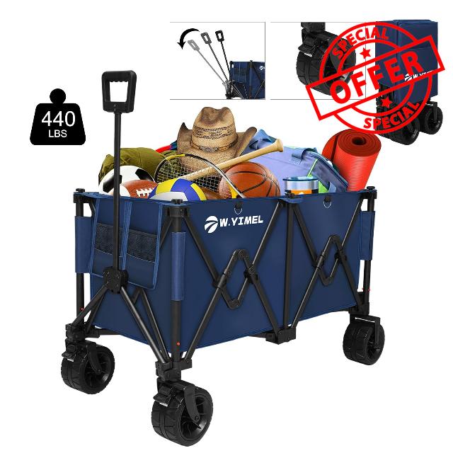 Collapsible Wagon Heavy Duty 440 lbs - Beach Wagon with Big Wheels for Sand