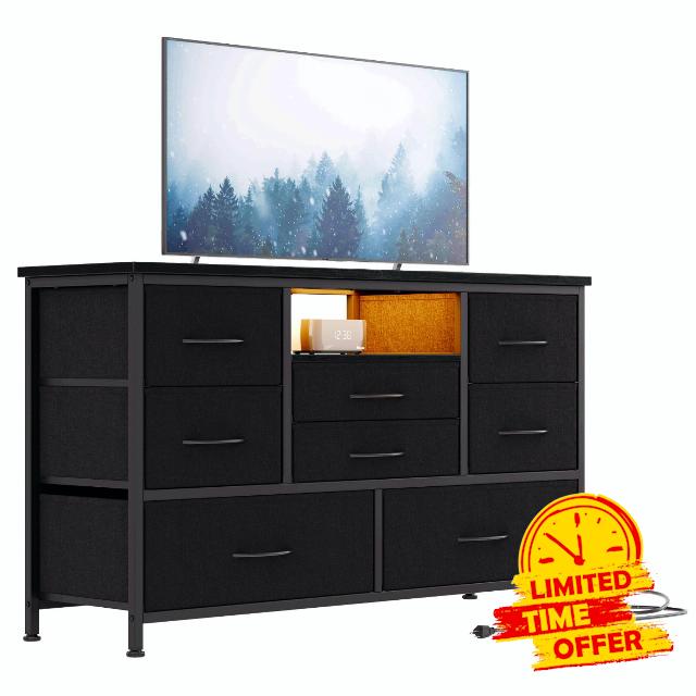 Jojoka 8 Dresser TV Stand with Power Outlet & LED for 55'' TV