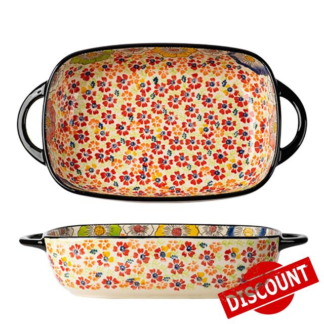 Bicuzat 1 PCS Daisy Pattern Ceramic Casserole Dish Baking Dish Baking Pan Lasagna Pan Baking Dishes for Oven