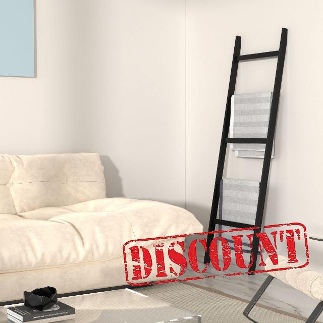Blanket Ladder,60 Inch Bamboo Stylish Wall Leaning Blanket Holder in Black