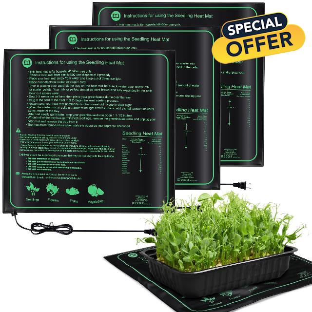 4 Pack Seedling Heat Mat Heating Mat for Seedlings Grow Mats Waterproof Hydroponic Heating Pad Warm Seed Plant Heating Mat for Indoor Plants Grow Seed Starting Greenhouse (20" x 20.75")