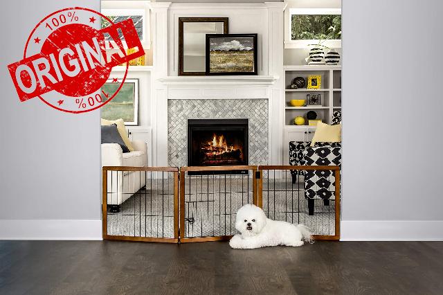 Carlson Pet Products Design Paw 62-Inch Super Wide 3 Panel Premium Wooden Pet Gate