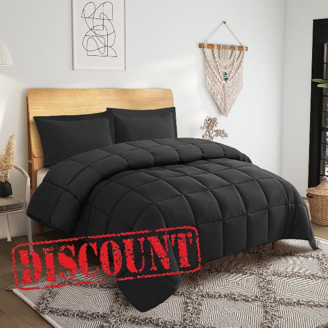 ZHGANLO King Comforter Set -3 Pieces King Size Comforter Set Black