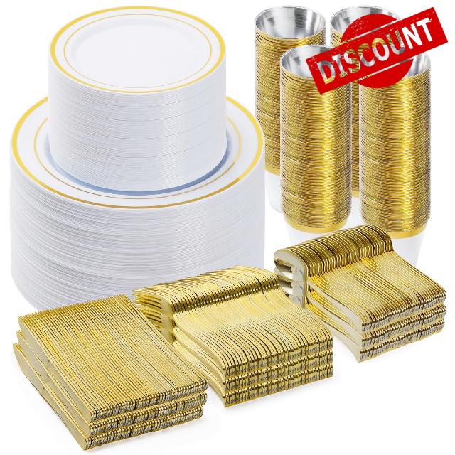 Bestvip 600PCS Plastic Dinnerware Set (100 Guests)