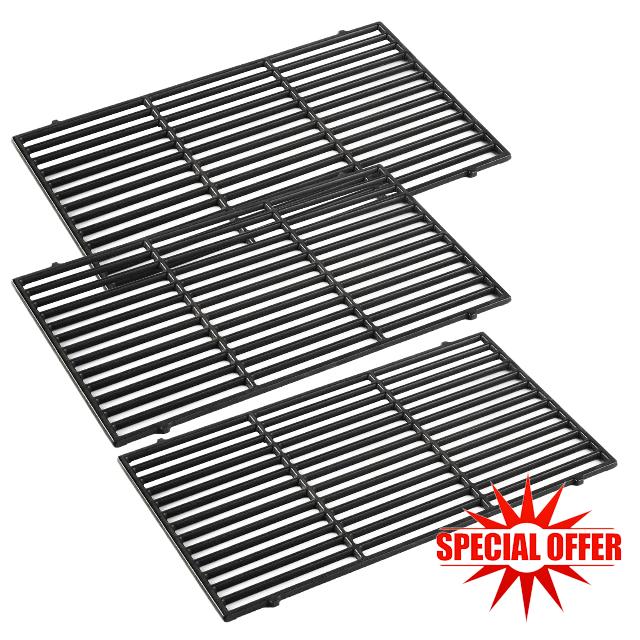 66097 Grill Grates Replacement Parts for Weber Genesis II E-410 E-435 S-435 Grill Parts for Weber Genesis II 400 and lx 400 Series Grill Cooking Grates Kitchenaid 740-0781 Cast Iron Grill Grates