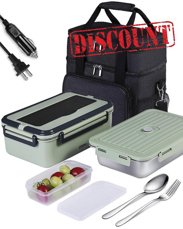 FanFanOK Electric Lunch Box 80W Heated Lunch Boxes for Adults Work/Car/Truck/Home
