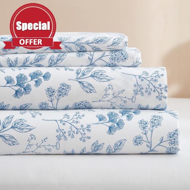 HighBuy Luxury Soft Queen Sheets Set - Vintage Floral Sheets Cooling Bed Sheets Queen - 4 Piece Sheet Set - 16" Extra Deep Pocket Sheets