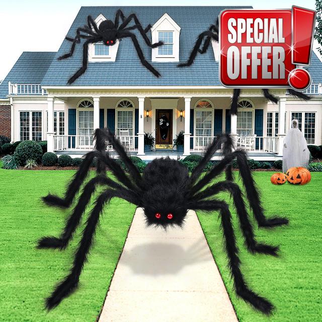 Halloween Giant Spider Decorations Fake Scary Hairy Spiders Sets Realistic Huge Scary Creepy Fake Hairy Spider Prop Black Spooky Spider Party Supplies for Yard Home Outdoor Indoor Yard Decor (3 pack)