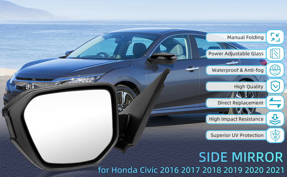 Power Door Mirror Compatible with Honda Civic 2016 2017 2018 2019 2020 2021