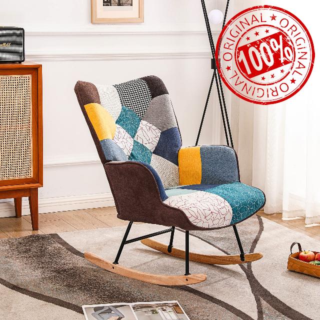 OLASK Rocking Nursery Rocker Glider High Backrest Armchair Comfy Side Chair for Living Room Bedroom Offices Indoor and Outdoor