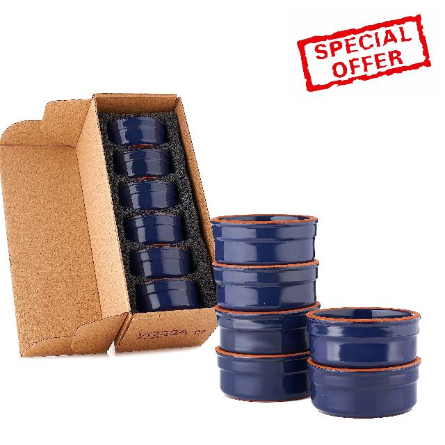 VOSS Living Ramekins 4 oz Oven Safe Set of 6 Handmade Clay